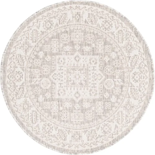 Vista 277 de Unique Loom Outdoor Aztec Collection Alfombra de área - Chalca (10 pies, redonda, azul/marfil)