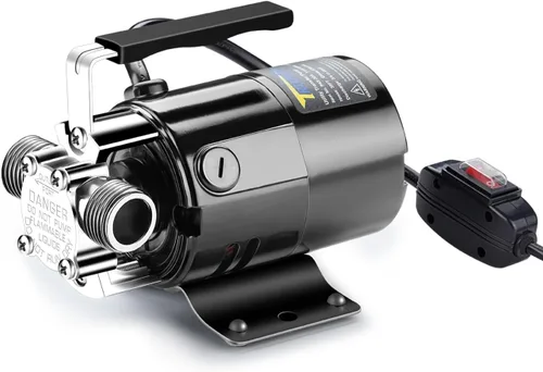 Vista 9 de Trupow DC 12-Volt 1/10HP 330GPH, alimentada por batería, mini bomba de agua de transferencia de sumidero eléctrico portátil con kit de manguera