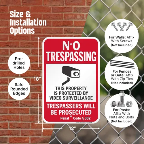 Vista 3 de SmartSign California No Trespassing Property Protected By Video Vigilance Sign (Código 602) - Paquete de 2, 18 x 12 pulgadas, compuesto de aluminio