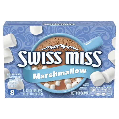 Swiss Miss Mezcla de chocolate caliente de cacao con malvaviscos, suministros de barra de cacao caliente, 1.38 onzas, sobres de 8 unidades