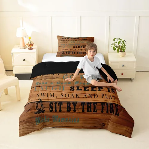 Vista 25 de Lake Life - Juego de edredón de tamaño matrimonial, juego de ropa de cama con remo de lago rústico, decoración de casa de lago, regalos de casa