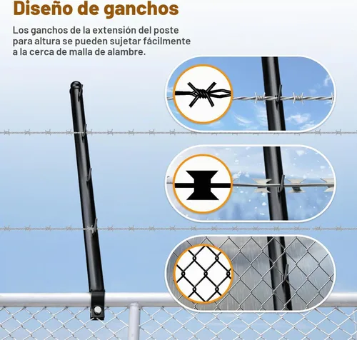 Vista 4 de Paquete de 10 extensiones de brazo de alambre de púas para valla de eslabones de cadena, brazo extendido de alambre de púas de 25 pulgadas para riel