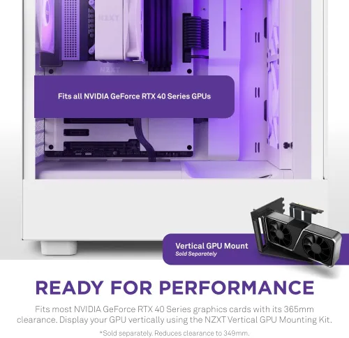 Vista 7 de NZXT H5 Flow RGB Estuche compacto ATX para juegos de PC de torre media – Panel frontal perforado de alto flujo de aire – Panel lateral de vidrio