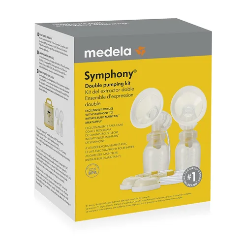 Vista 2 de Kit de extractor de leche Medela Symphony, sistema de bombeo doble incluye todo lo necesario para comenzar a extraer leche con Symphony, fabricado