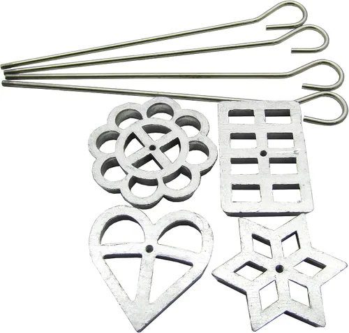 Vista 3 de TJ-Store Juego de cuatro moldes para bunuelos con mango, set de hierro rosetón con mango fácil rosetón