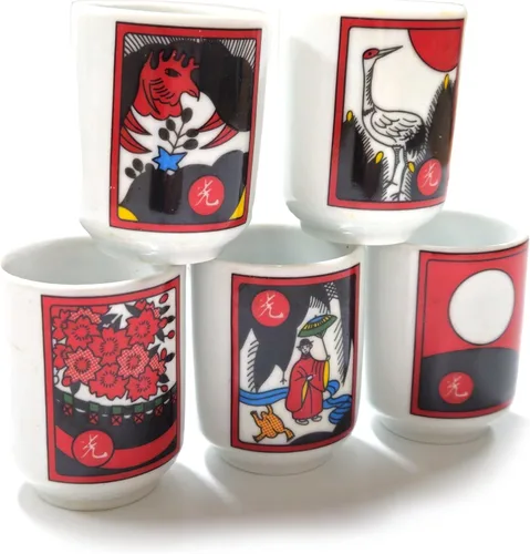 Vista 10 de LENITH ] Juego de vasos de chupito de Soju divertidos coreanos, O-Kwang Hwatu, juego de cartas tradicional de Corea impreso para sake, whisky