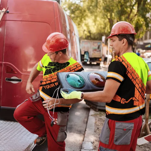 Vista 4 de Matedecor Sudadera con capucha de alta visibilidad para hombre, ropa de trabajo de seguridad Hi Vis con diseño reflectante