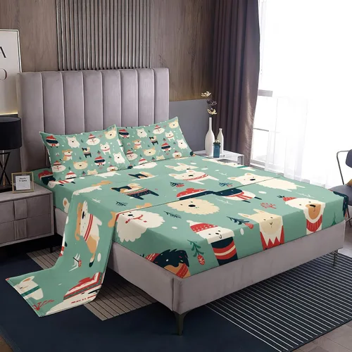 Vista 18 de Juego de sábanas de Navidad para cama individual, sábanas y fundas de almohada de microfibra de 3 piezas, juego de sábanas con estampado de muñeco Aa