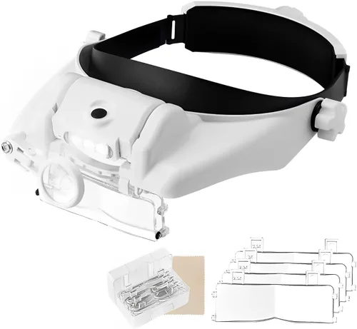 Vista 7 de Visor con lente de aumento y luces, manos libres para trabajos de cerca, reparaciones, joyería, artesanía, pasatiempo, extensión de pestañas