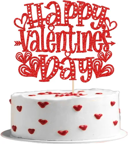 Vista 22 de Paquete de 24 adornos para cupcakes con purpurina en forma de corazón con temática de amor dulce, decoración de pasteles para el día de San