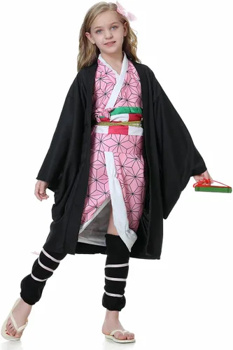Vista 2 de Disfraz de anime para cosplay de Tanjirou para disfraz de Halloween, quimono para niños, niñas y mujeres
