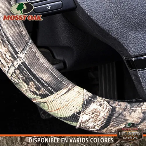 Vista 4 de Mossy Oak Funda completa para volante de camuflaje, hecha de sarga de algodón de alta calidad, ajuste universal para 14 1/2 a 15 pulgadas, producto