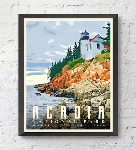 Vista 2 de Acadia National Park Bar Harbor Maine Art Print, Unframed, Wall Art Decor Poster Sign, Adventure Inspirational Gift, Customizable Sizes