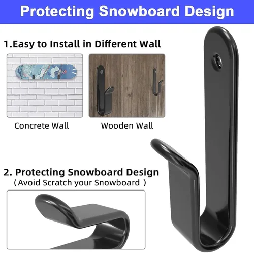Vista 3 de Horizontal Snowboard Wall Mount Clips Snowboard Wall Rack Snowboard Mount Storage Snowboard Display Wall Mount for Room, Garage