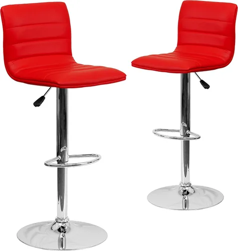 Vista 21 de Flash Funiture silla de bar ajustable con base cromada, Negro