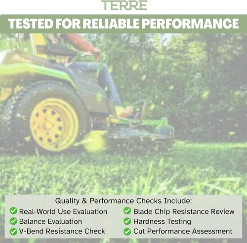 Vista 8 de Terre Products, paquete de 2 cuchillas para cortacésped de alta elevación, cubierta de 42 pulgadas, compatible con John Deere x300, D105, D125