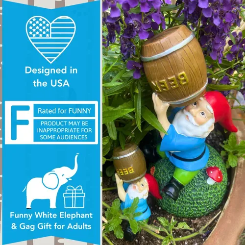 Vista 4 de Gnometastic Mini gnomos – Gnomo bebedor, gnomo borracho de 4 pulgadas para jardín de hadas, decoración divertida para interiores y exteriores
