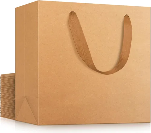 Vista 15 de EUSOAR Bolsas de compras negras con asas, paquete de 3 mini bolsas de papel kraft de 8.6 x 3.9 x 7 pulgadas, bolsa resistente para negocios