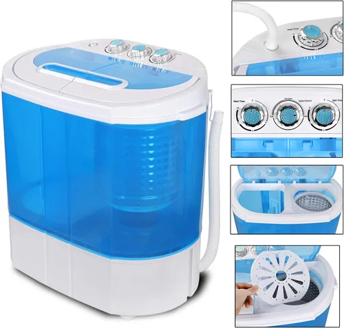 Vista 3 de Lavadora portátil, 9.9 libras, mini lavadora compacta de doble tina, lavadora de tambor, lavadora de lavandería con cesta de ciclo de centrifugado