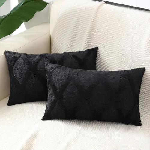 Vista 46 de decorUhome - Juego de 2 fundas de cojín decorativas para primavera de 16 x 16 pulgadas, fundas de almohada afelpadas de lana y piel sintética suave