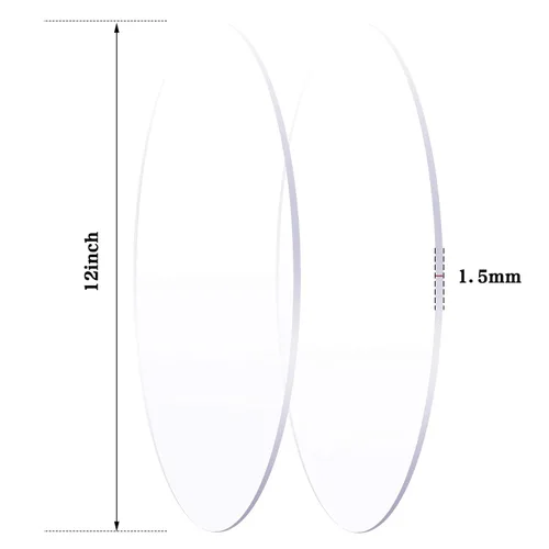 Vista 2 de Zonon 2 hojas redondas de acrílico transparente de 12 pulgadas, disco acrílico para tartas de 1/16 pulgadas de grosor, disco circular transparente