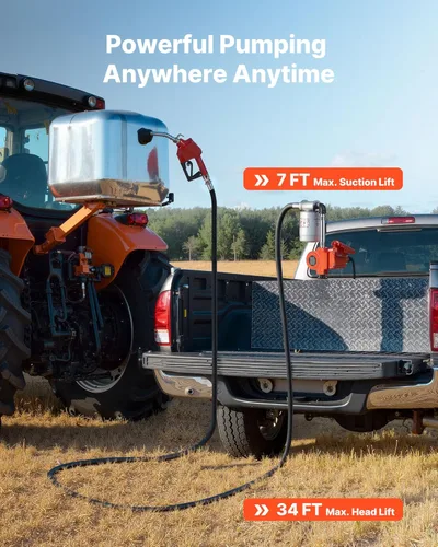 Vista 5 de VEVOR Bomba de transferencia de combustible, 12 V CC 10 GPM, kit de bomba de transferencia diésel portátil, con boquilla de apagado automático