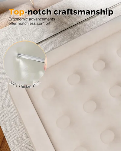 Vista 5 de Colchón de aire individual con bomba integrada, cama de aire inflable individual con bolsa de almacenamiento portátil, adecuado para el hogar e Caqui