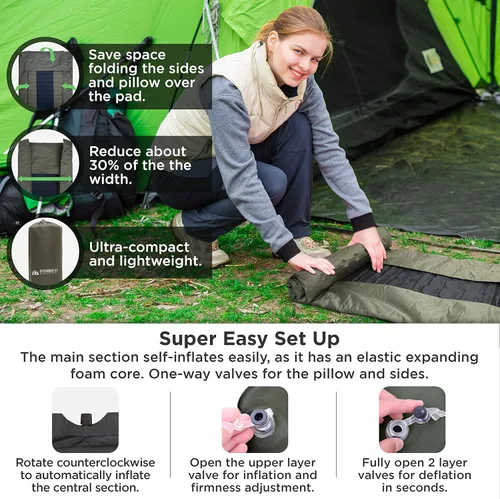 Vista 6 de Iforrest - Cojín para dormir con reposabrazos y almohada - Protección contra vuelcos - Colchón de aire autoinflable para cuna - Cama de campaña