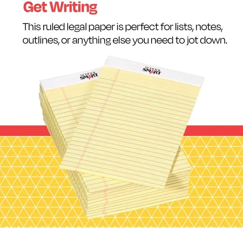 Vista 6 de School Smart Bloc de notas jurídicas junior, 5 x 8 pulgadas, 50 hojas cada una, canario, paquete de 12