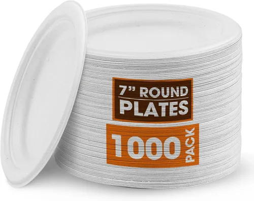 Vista 11 de Cheer Collection Platos biodegradables de 7 pulgadas, platos de papel 100% compostables, platos desechables ecológicos para alimentos calientes