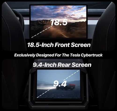 Vista 3 de Cybertruck - Protector de pantalla de vidrio templado de alta calidad para pantalla frontal de 18.5 pulgadas y trasera de 9.4 pulgadas