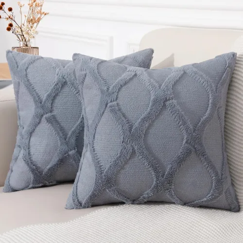 Vista 29 de decorUhome - Juego de 2 fundas de cojín decorativas para primavera de 16 x 16 pulgadas, fundas de almohada afelpadas de lana y piel sintética suave