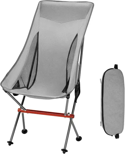Vista 9 de SHALLWE Camping Chairs, All Aluminum Frame Portable Folding Camp Chair for Adults, Heavy Duty High Back Collapsible with Built-in Pillow, Side