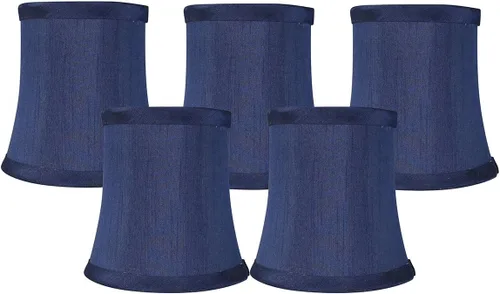 Vista 10 de Pantalla de lámpara de araña de seda sintética azul individual – forma de campana suave, ajuste de clip para bombillas de candelabro, 3.5 x 4.5 x