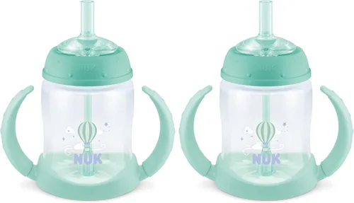 NUK Learner Vaso con Pajita, 5 oz, Paquete de 2 - Vaso Entrenador para Niños Pequeños con Pajita Suave para Beber Fácilmente, Adecuado para Edades