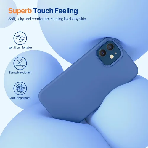 Vista 4 de Miracase Funda compatible con iPhone 12 y iPhone 12 Pro, goma de gel de silicona líquida, protección de cuerpo completo a prueba de golpes