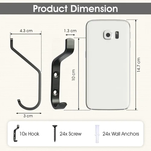 Vista 2 de GlazieVault Ganchos de pared para colgar abrigos de pared, ganchos de puerta (paquete de 10), resistentes para montar en la pared, diseño premium
