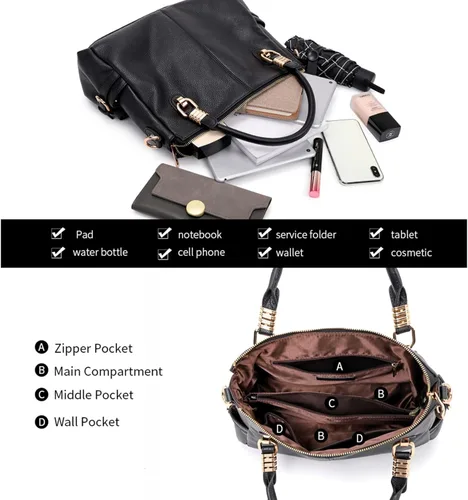 Vista 5 de Kattee Cartera bandolera estilo urbano de cuero para mujer