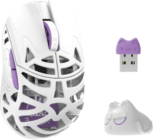 MK x WLMOUSE Beast Miao - Mouse inalámbrico de 8 K (punto negro, blanco)
