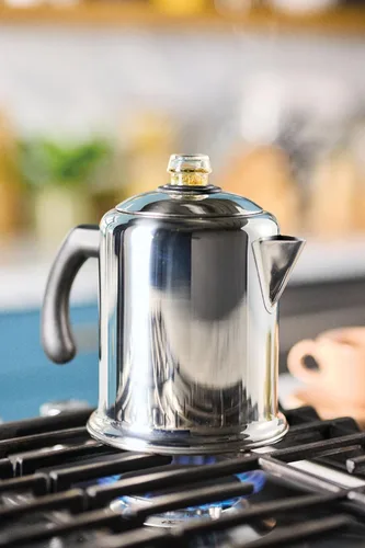 Vista 3 de Farberware Classic Yosemite - Percolador de café de acero inoxidable, 8 tazas, color plateado