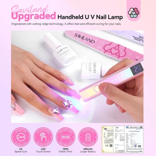Vista 3 de SAVILAND Luz UV para Uñas – Lámpara UV de Mano para Uñas de Gel, Lámpara LED para Uñas, Mini Secadora de Uñas Portátil para Curar Esmalte de Gel