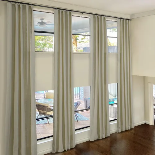 Vista 21 de ChadMade Tallis Collection - Cortinas de lino de 120 pulgadas de largo, 2 paneles de 52 pulgadas de ancho x 120 pulgadas de largo, cortinas blancas