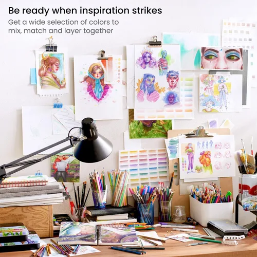 Vista 6 de ARTEZA Lápices de colores para adultos con estuche, 72 lápices de dibujo surtidos en colores vibrantes, juego de lápices para libros de colorear