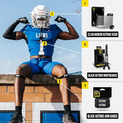 Vista 5 de 1 par de bandas de bíceps Nxtrnd, bandas absorbentes de sudor para el brazo, accesorio de fútbol americano