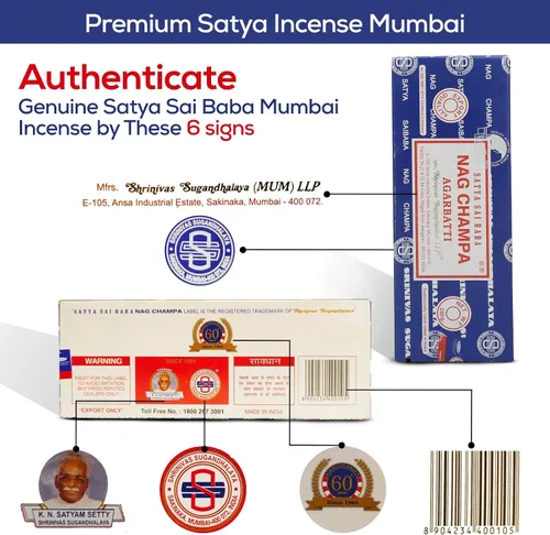 Vista 3 de Satya Sai Baba Nagchampa Insence - Paquete de 8.82 oz con soporte para varillas de incienso Raajsee, Insense Sticks Nag Champa Agarbatti