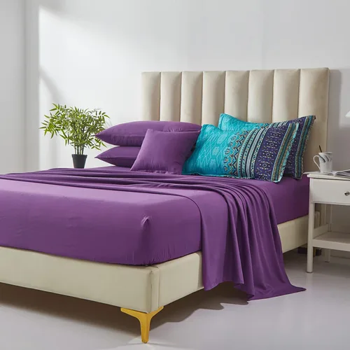 Vista 6 de Cottolester - Juego de edredón bohemio de tamaño matrimonial, 8 piezas, ropa de cama de microfibra suave en una bolsa, rayada y de color aguamarina