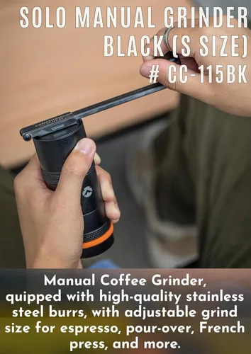 Vista 2 de CAMPINGMOON Molinillo de café manual para acampar acero inoxidable pequeño negro CC-115-BK plateado