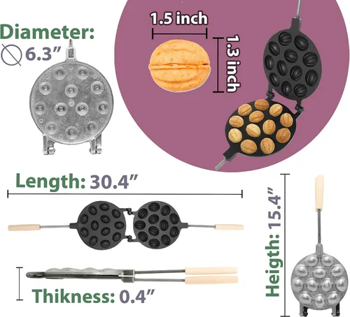 Vista 3 de Fabricante de moldes para galletas de nuez 12 antiadherente - Fabricante de moldes Oreshki - Moldes para galletas de nuez - Орешница ruso