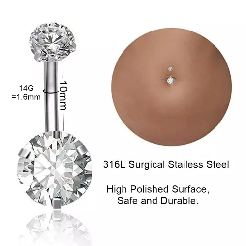 Vista 2 de DJCIW Kit de piercing para ombligo - Anillos de ombligo de acero inoxidable 14G, agujas de oro rosa