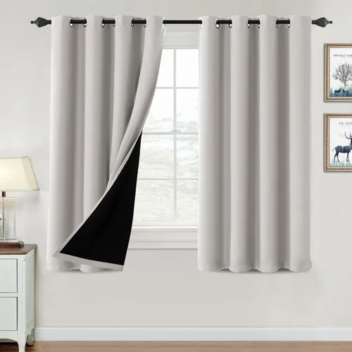 Vista 60 de H.VERSAILTEX Cortinas 100% de opacidad para dormitorio, con aislamiento térmico, cortinas opacas de 63 pulgadas de largo, cortinas de bloqueo